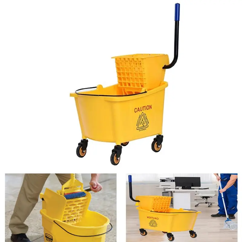 Deluxe Single Mop Wringer Trolley 31L, Side Press Wringer